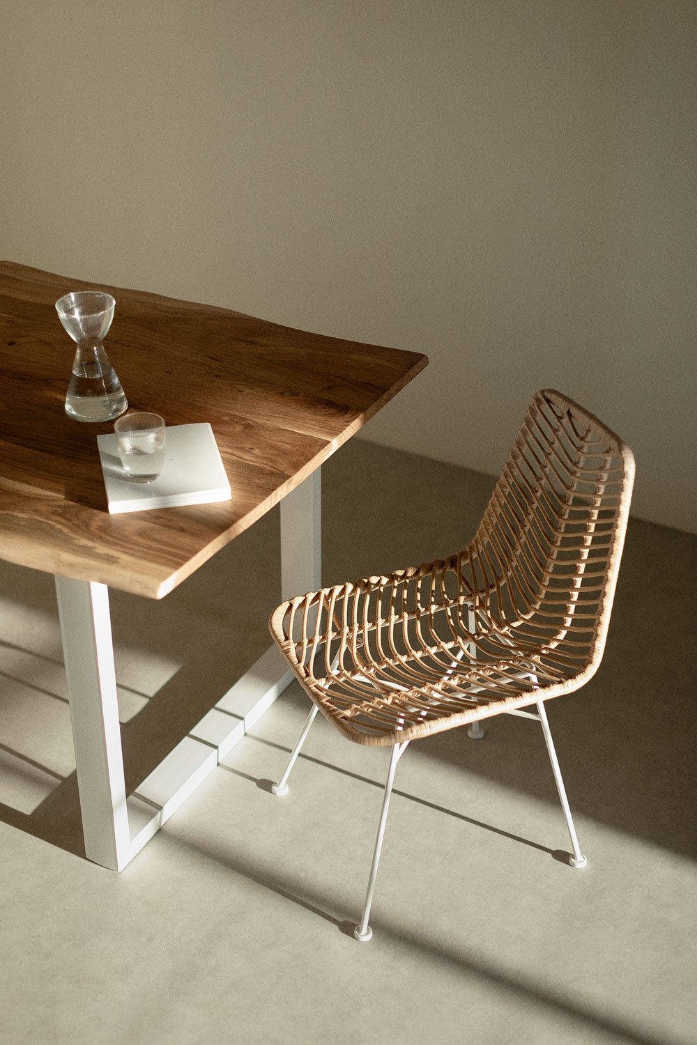 Set di 4 Sedie da Pranzo in Rattan Sintetico Gouda Naturale