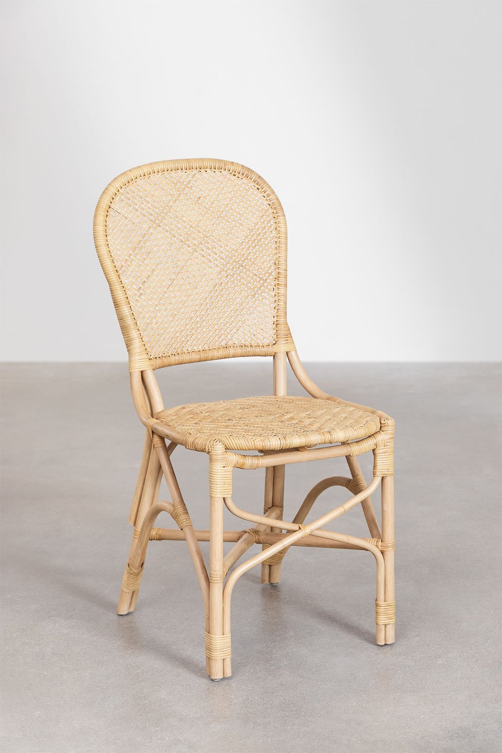 Set di 4 Sedie da Pranzo in Rattan Zariel