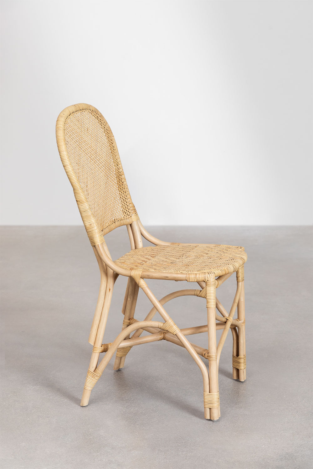 Set di 4 Sedie da Pranzo in Rattan Zariel