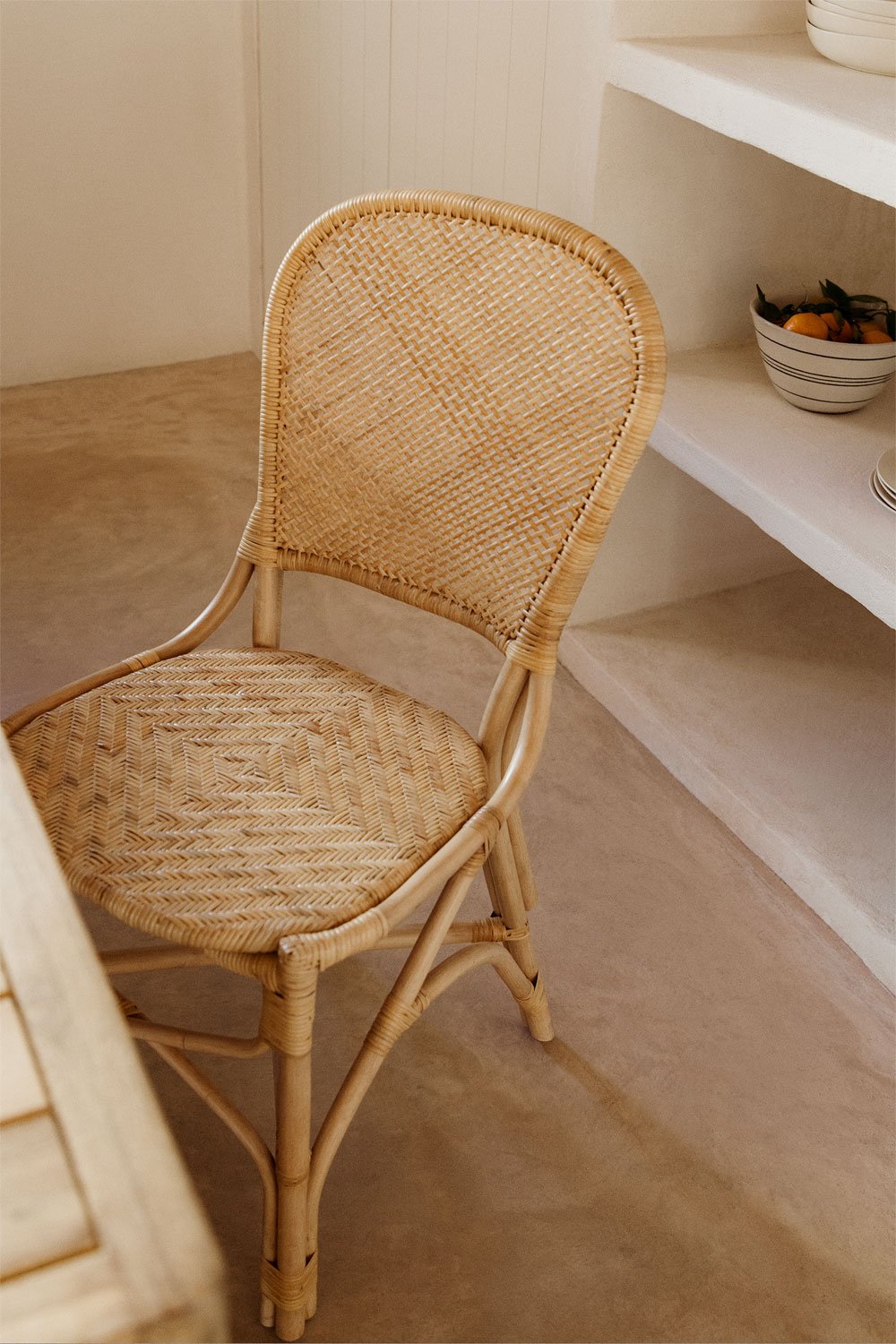 Set di 4 Sedie da Pranzo in Rattan Zariel