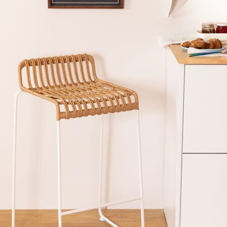 Confezione da 4 Sgabelli Alti in Rattan Sintetico Aroa
