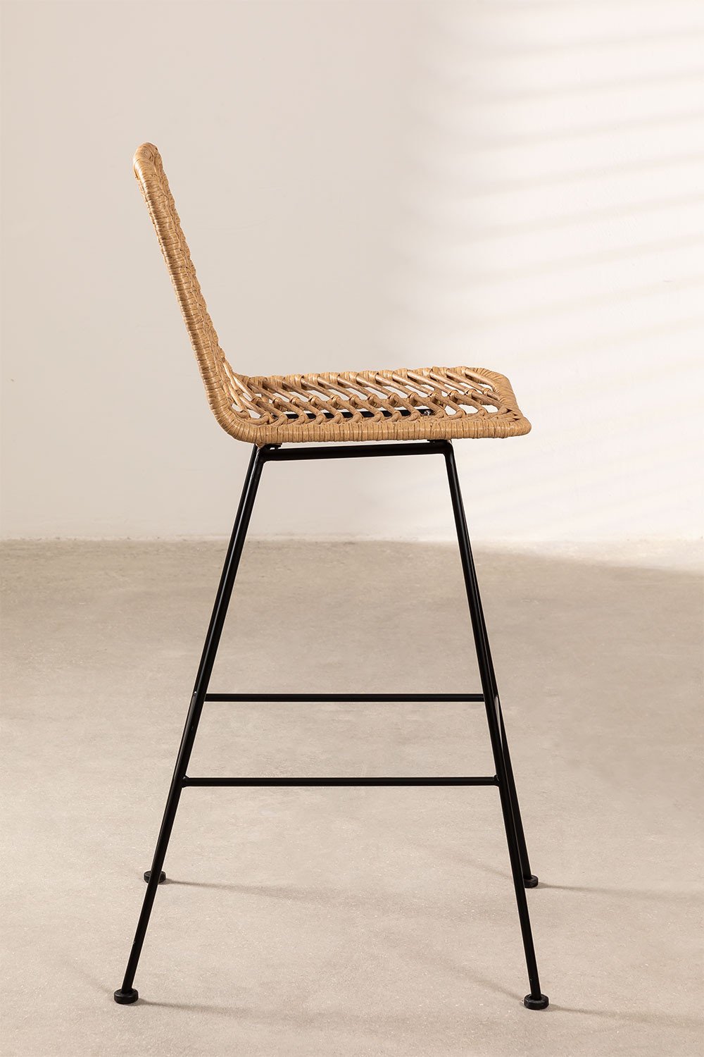 Set di 4 Sgabelli Alti in Rattan Sintetico Gouda Naturale