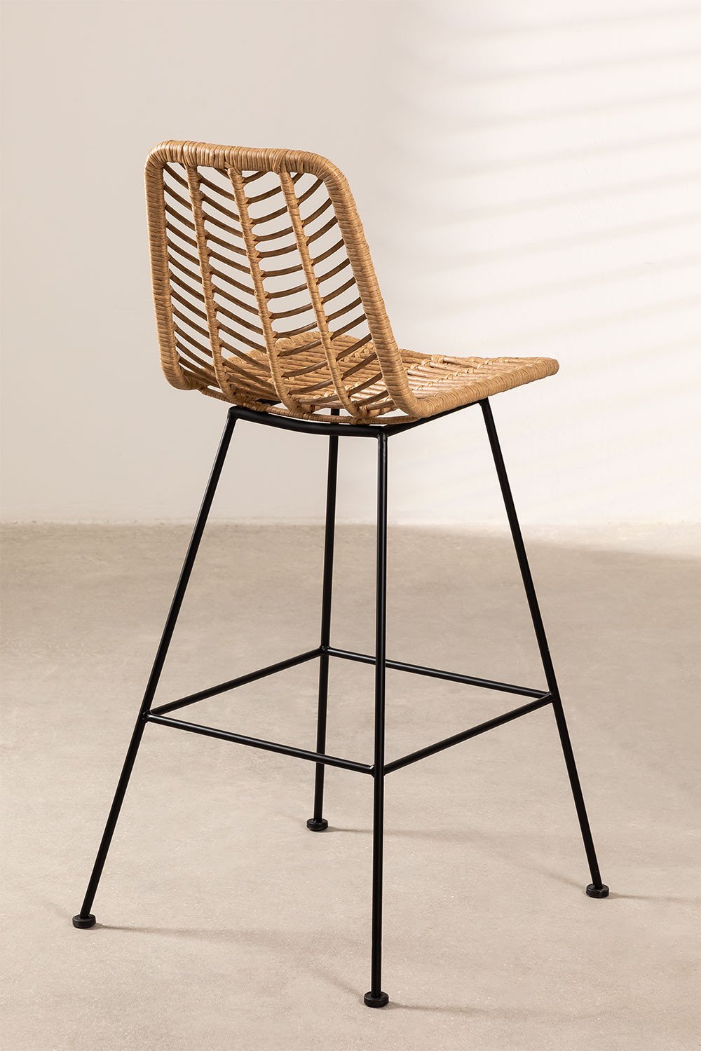 Set di 4 Sgabelli Alti in Rattan Sintetico Gouda Naturale