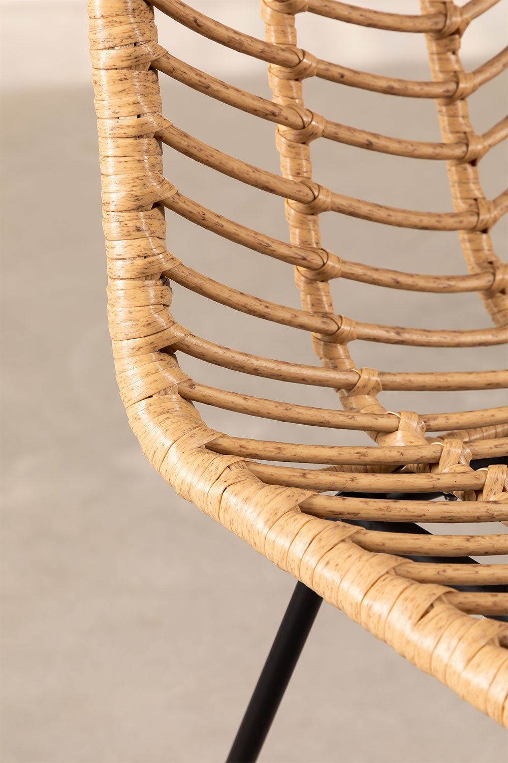 Set di 4 Sgabelli Alti in Rattan Sintetico Gouda Naturale