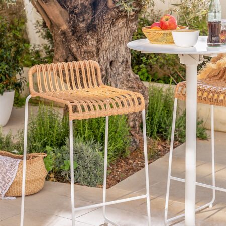 Pack 4 sgabelli da giardino alti in rattan sintetico Aroa