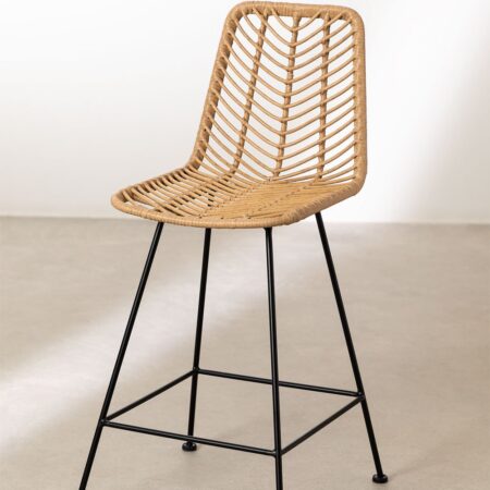 Set di 4 sgabelli alti da giardino in rattan sintetico Gouda naturale