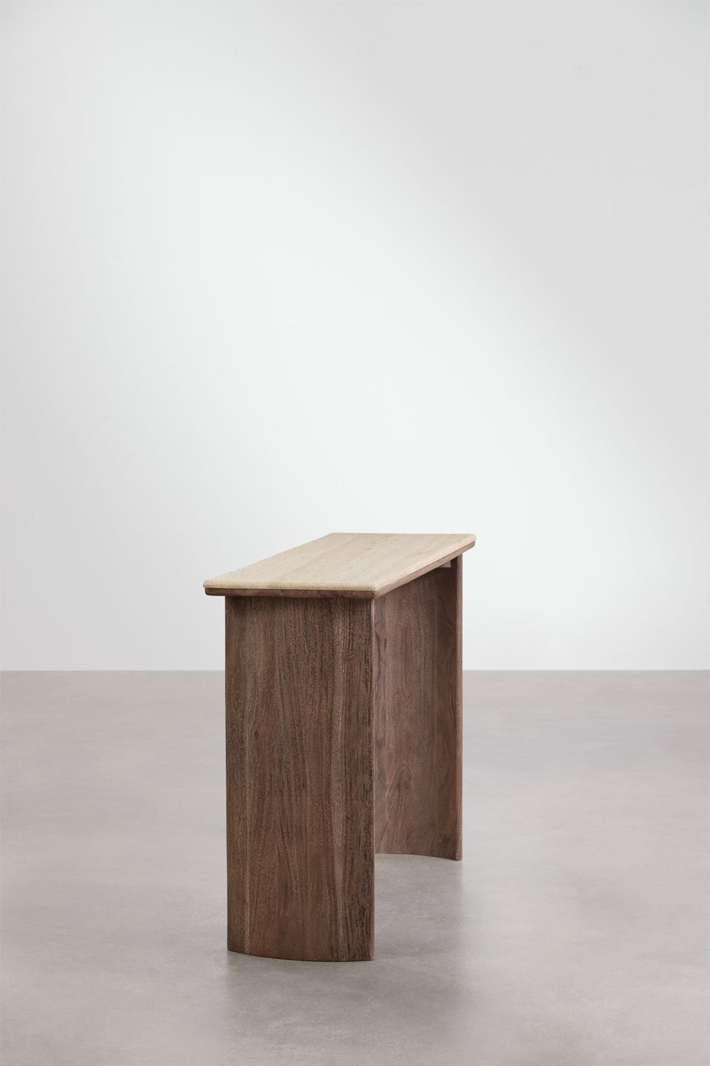 Consolle 105x35 cm in travertino e legno di acacia Casilda