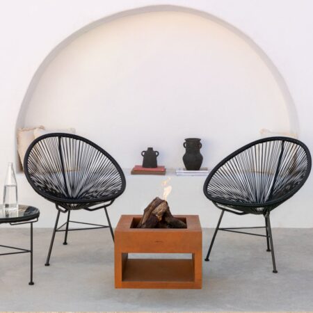 CREATE - FIRE PIT CUBE - Braciere quadrato da esterno in acciaio corten