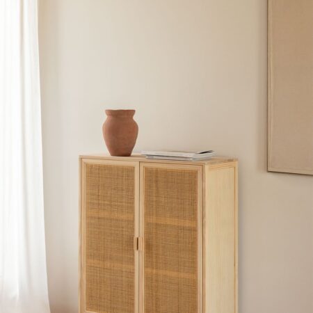 Credenza a 2 Ante in Rattan e Legno Reyna