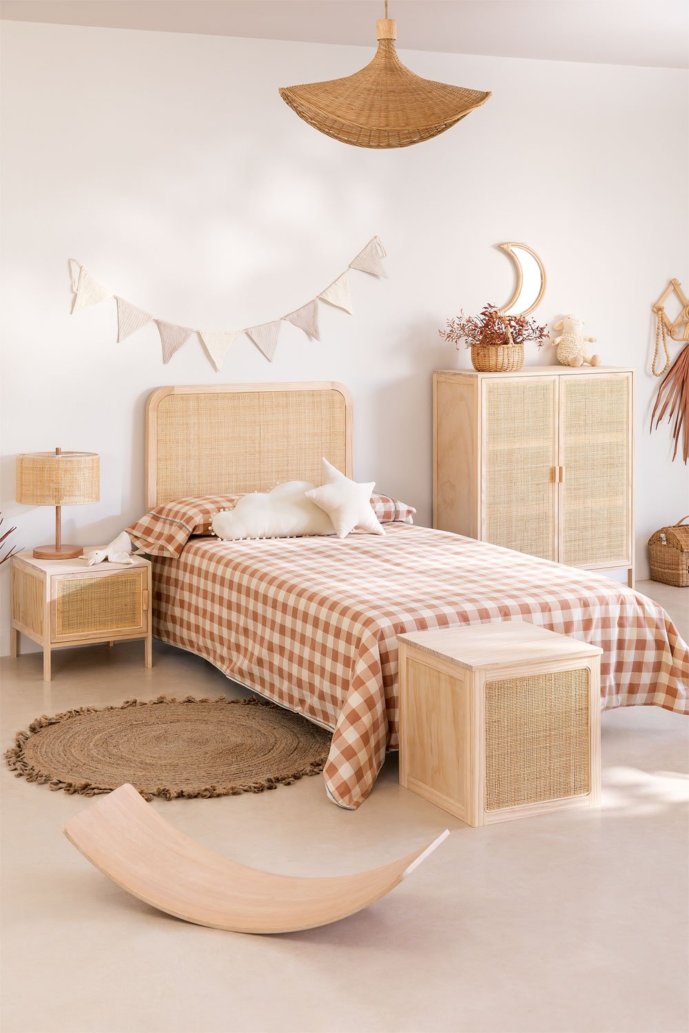 Credenza a 2 Ante in Rattan e Legno Reyna