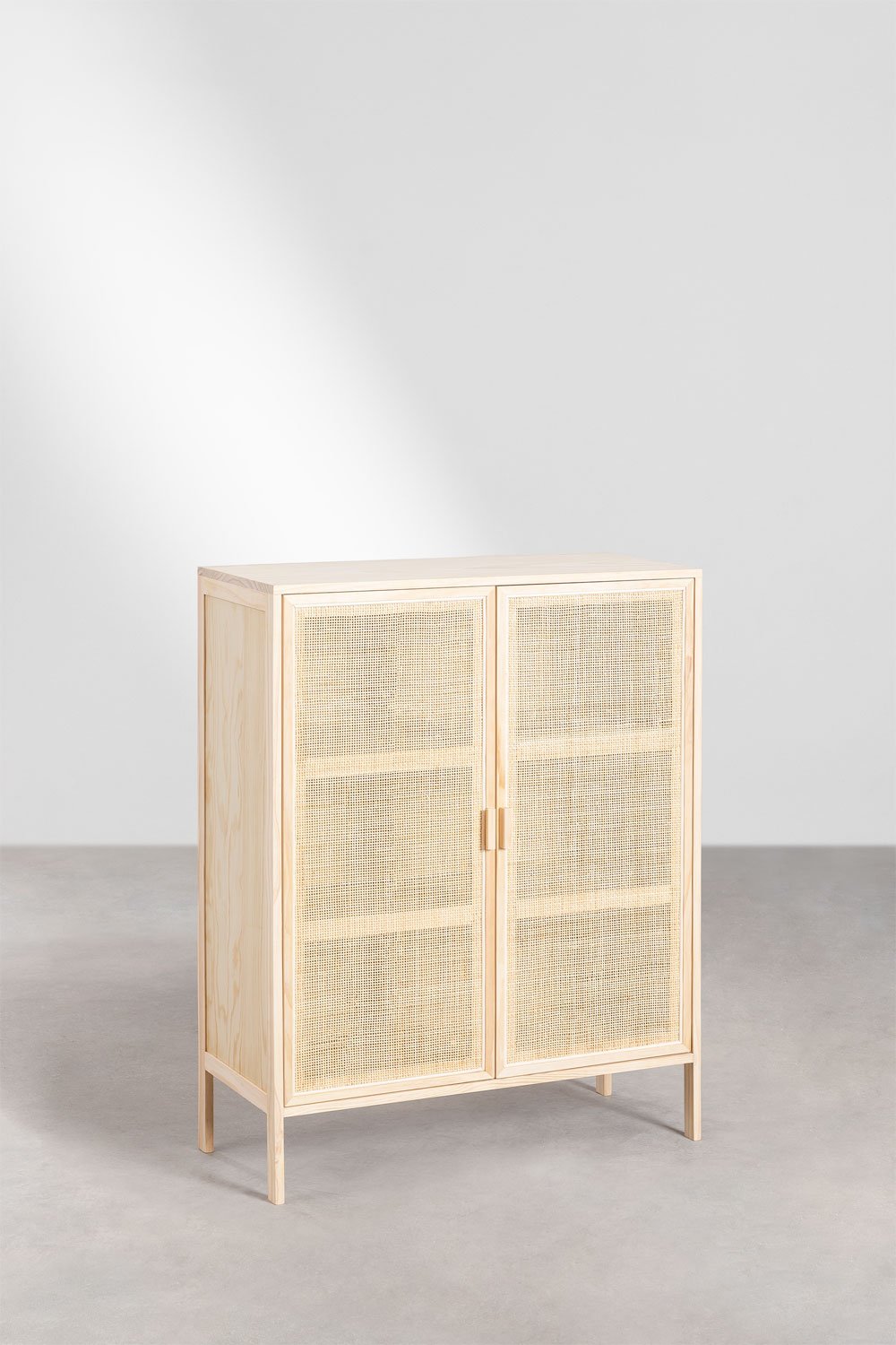 Credenza a 2 Ante in Rattan e Legno Reyna