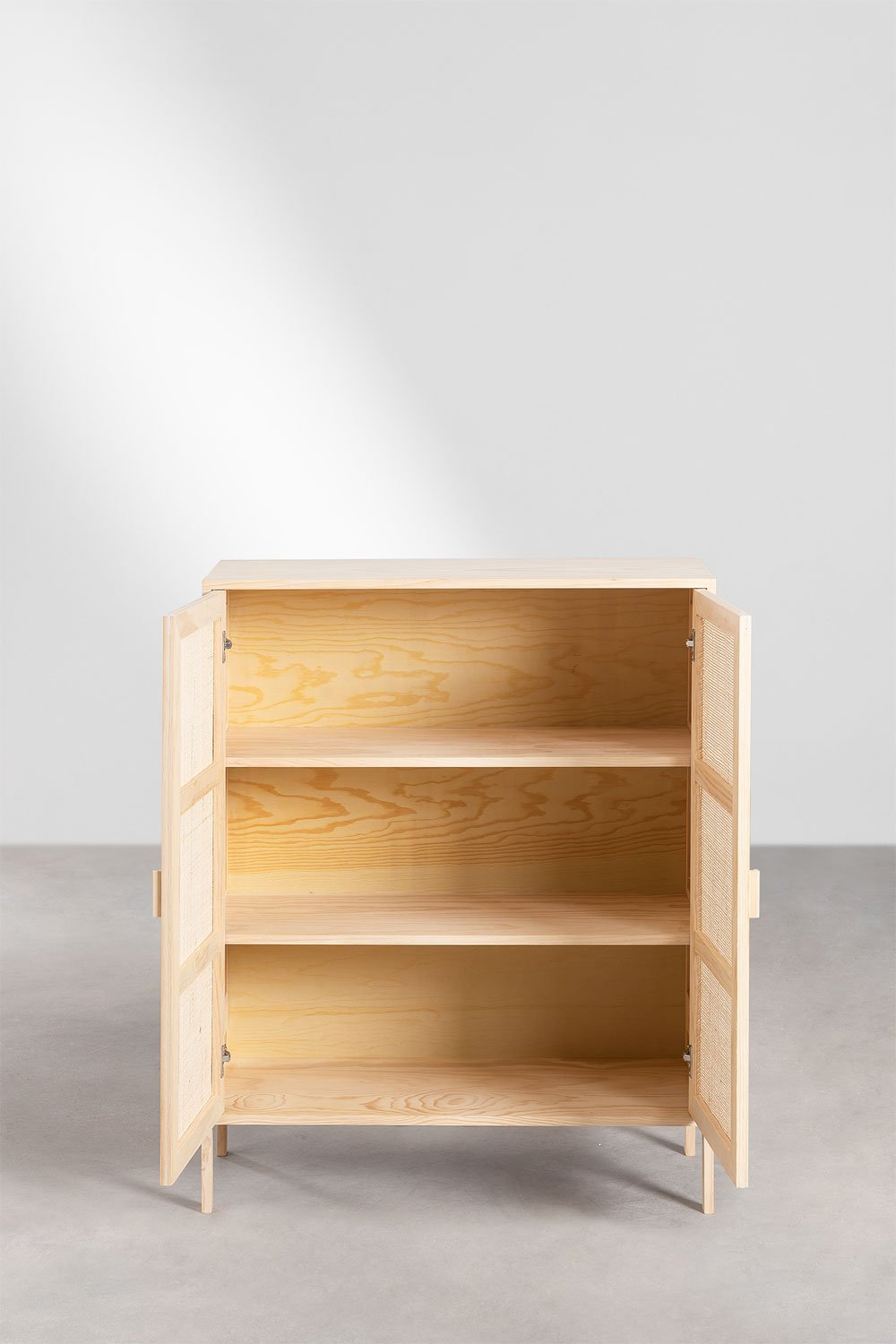 Credenza a 2 Ante in Rattan e Legno Reyna