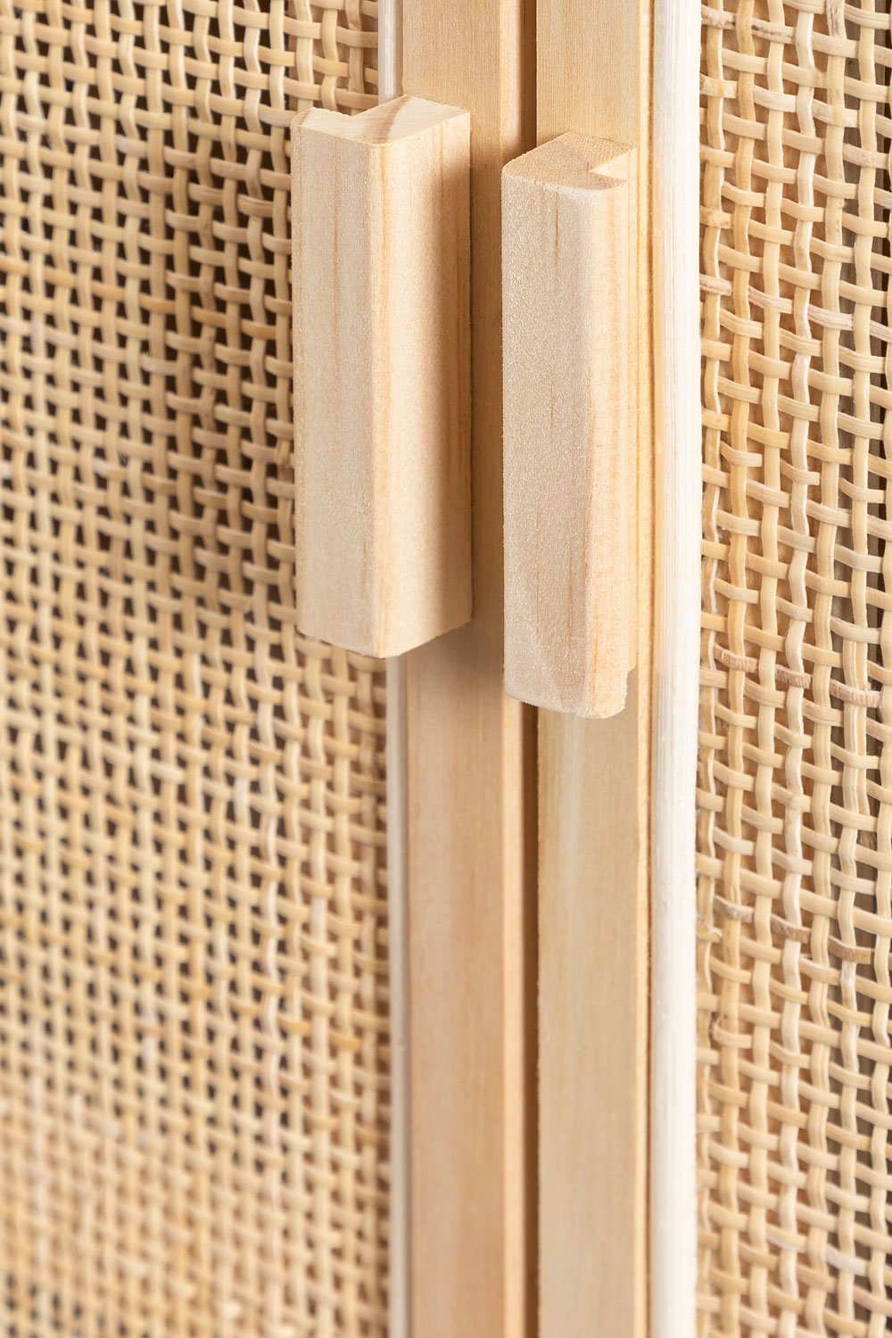 Credenza a 2 Ante in Rattan e Legno Reyna
