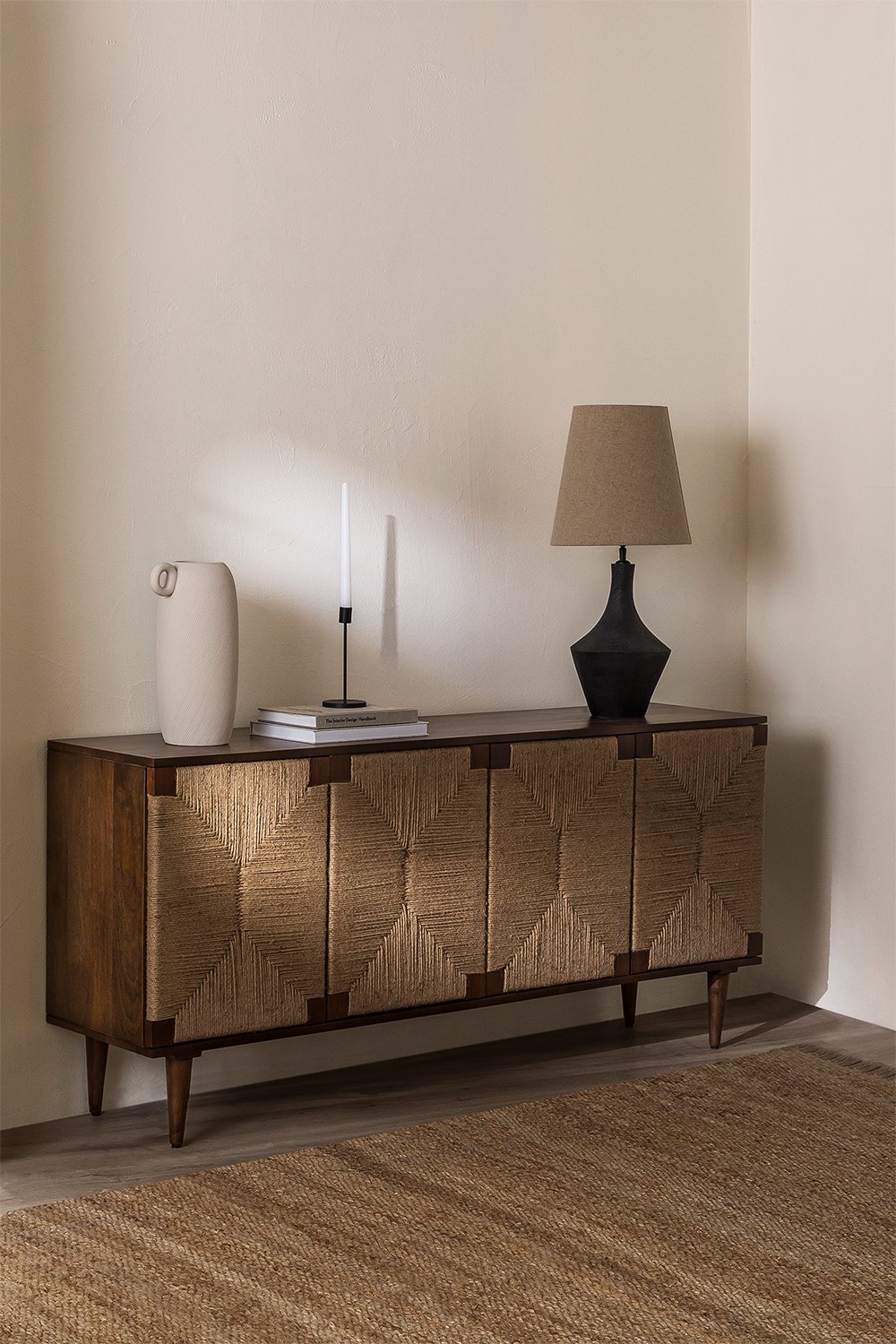 Credenza Evans in legno di mango e iuta