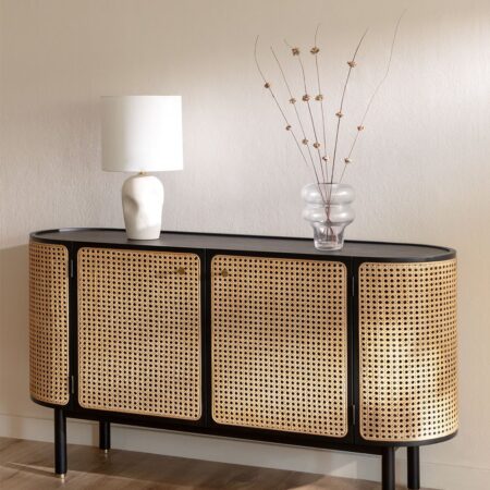Credenza in rattan e legno Crawley