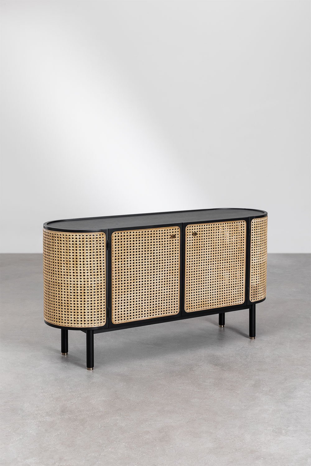 Credenza in rattan e legno Crawley