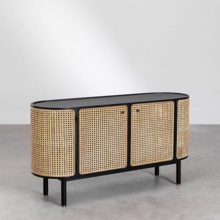 Credenza in rattan e legno Crawley