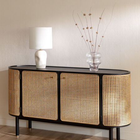 Credenza in rattan e legno Crawley