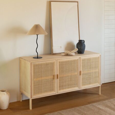 Credenza in rattan e legno Reyna
