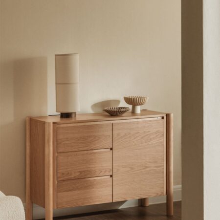 Credenza rettangolare 110x45 cm in MDF impiallacciato rovere Munden