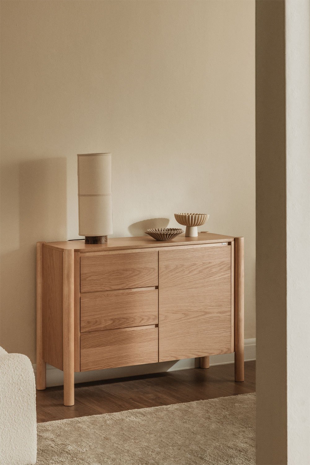 Credenza rettangolare 110x45 cm in MDF impiallacciato rovere Munden