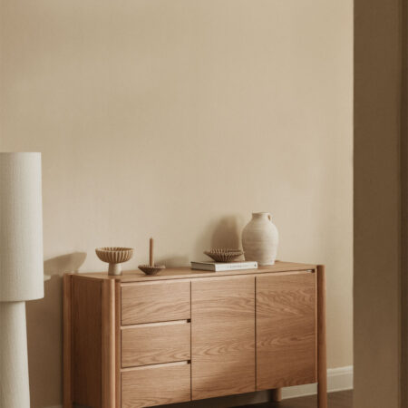 Credenza rettangolare 145x45 cm in MDF impiallacciato rovere Munden