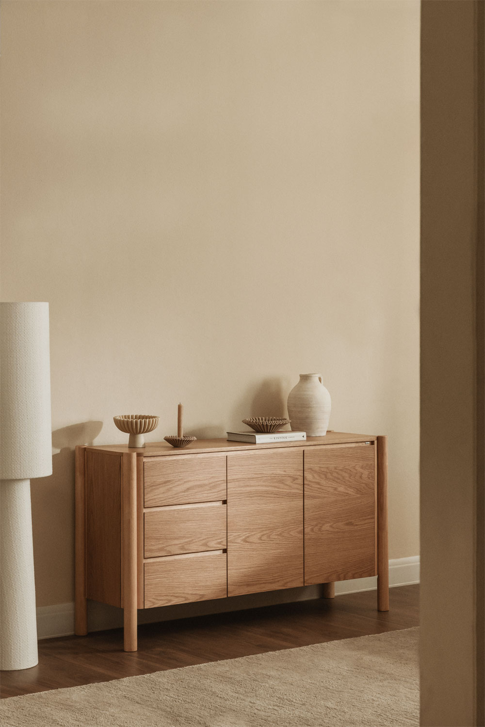 Credenza rettangolare 145x45 cm in MDF impiallacciato rovere Munden