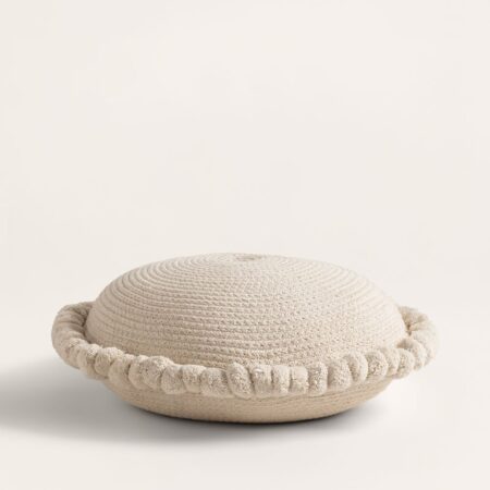 Cuscino rotondo in cotone intrecciato Olets