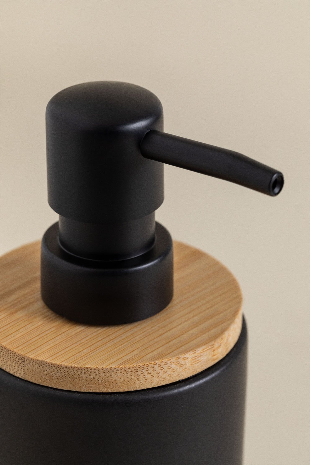 Dispenser per sapone in ceramica e bambù Elvan