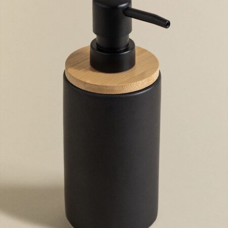 Dispenser per sapone in ceramica e bambù Elvan