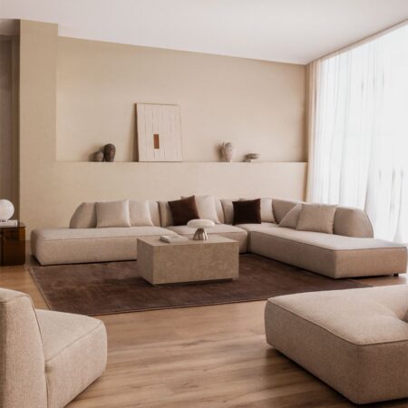 Divano modulare angolare a 4 pezzi con doppio divano letto rivestito Cardea