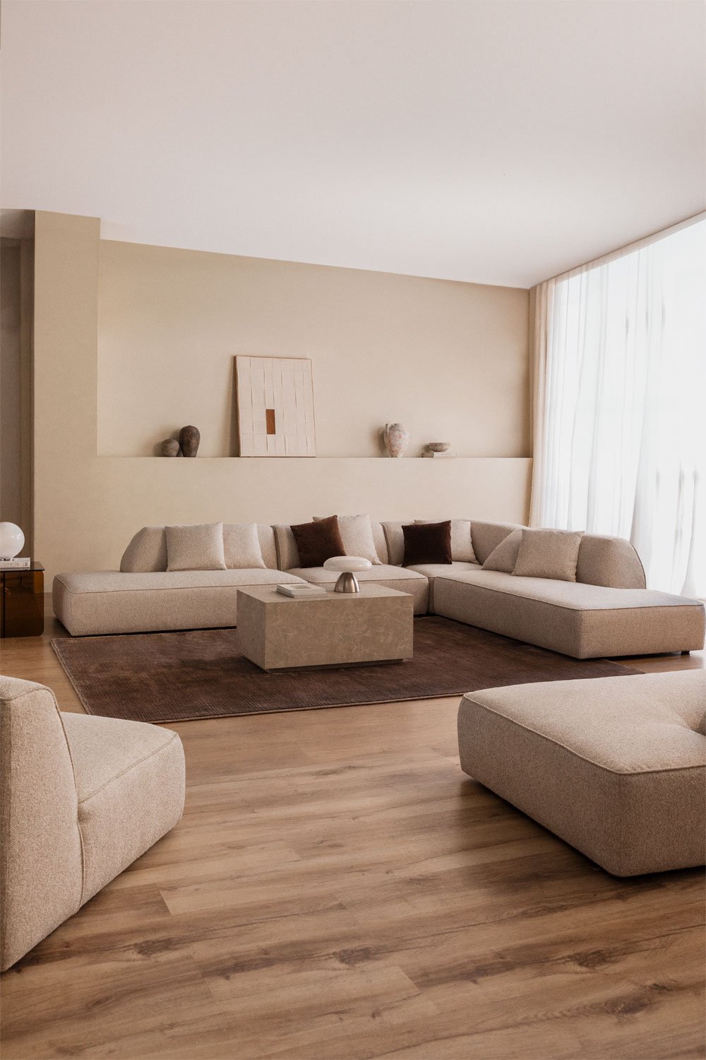 Divano modulare angolare a 4 pezzi con doppio divano letto rivestito Cardea