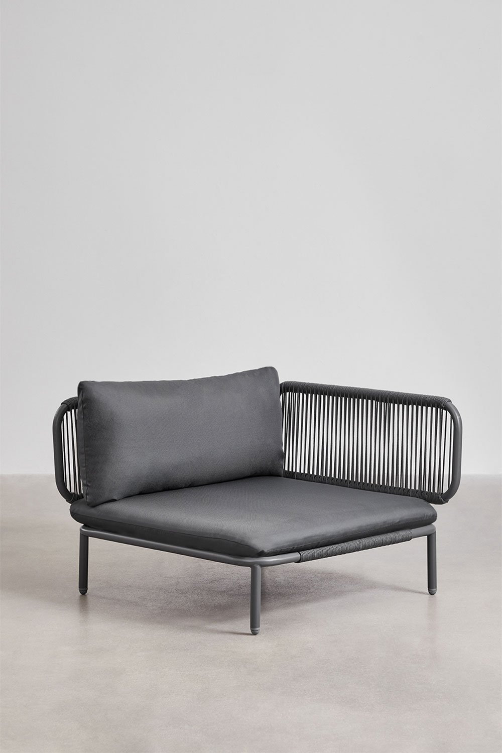 Divano angolare da giardino componibile in 5 pezzi con pouf e poltrona Roubly