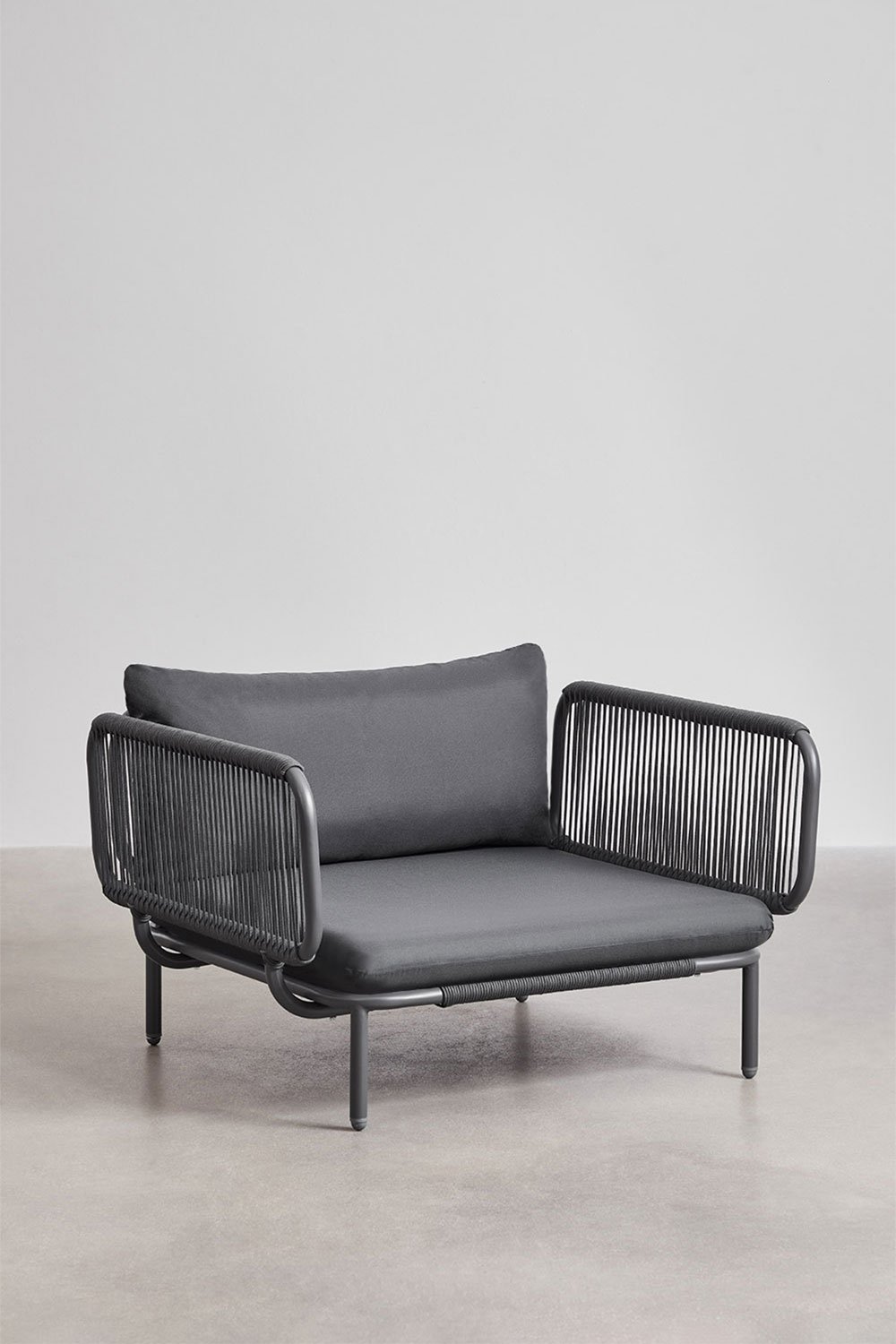 Divano angolare da giardino componibile in 5 pezzi con pouf e poltrona Roubly