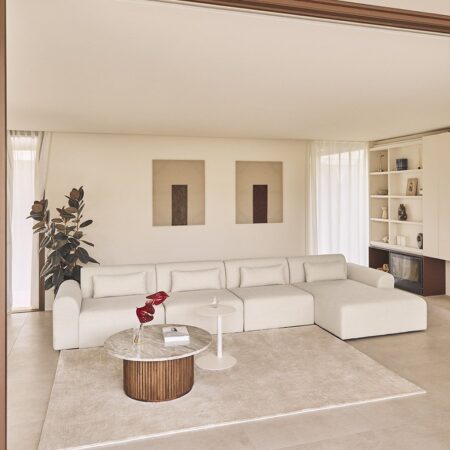 Divano chaise longue destro componibile in 4 pezzi in shearling Borjan