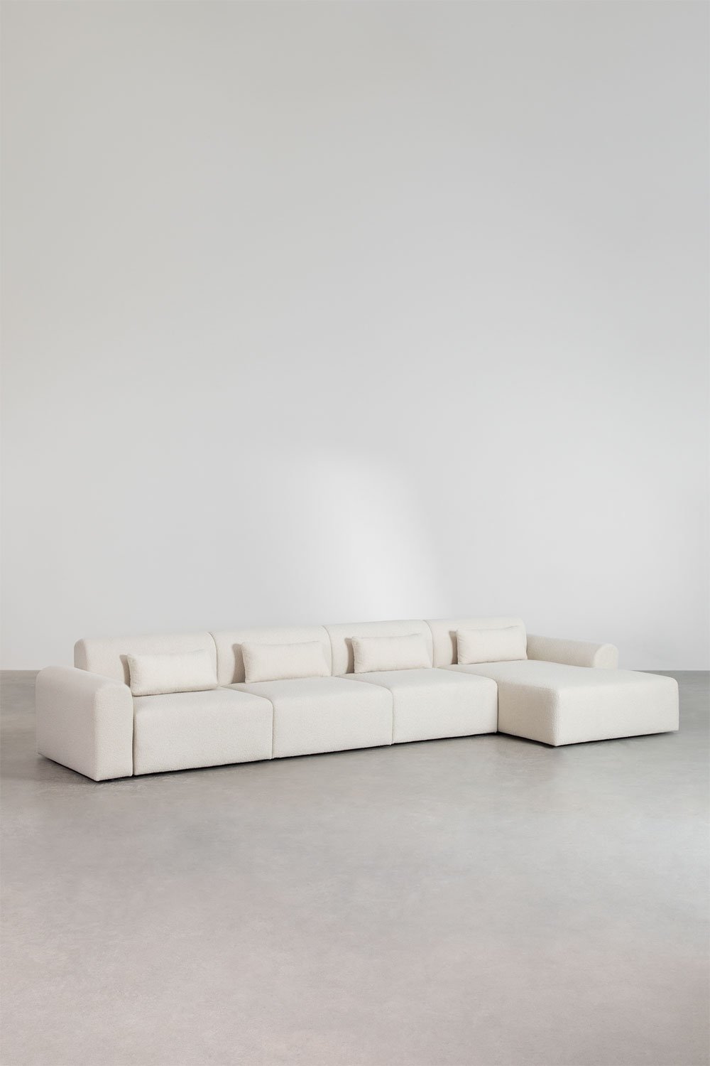 Divano chaise longue destro componibile in 4 pezzi in shearling Borjan