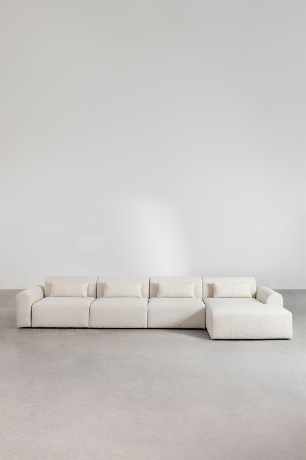 Divano chaise longue destro componibile in 4 pezzi in shearling Borjan