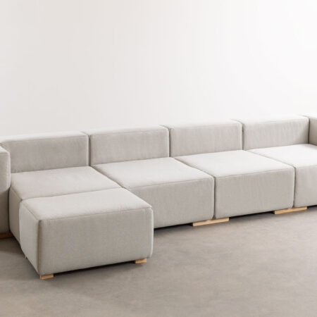 Divano Chaise Longue Modulare 5 Pezzi Con 2 Braccioli Robert