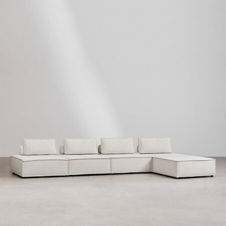 Divano Chaise Longue Modulare 5 Pezzi in Tessuto Vermont