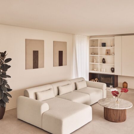 Divano componibile chaise longue sinistra in 3 pezzi in shearling Borjan