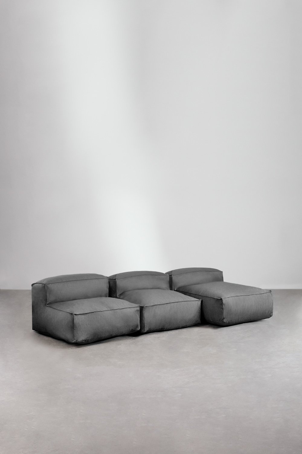 Divano chaise longue da giardino componibile in 3 pezzi Dojans