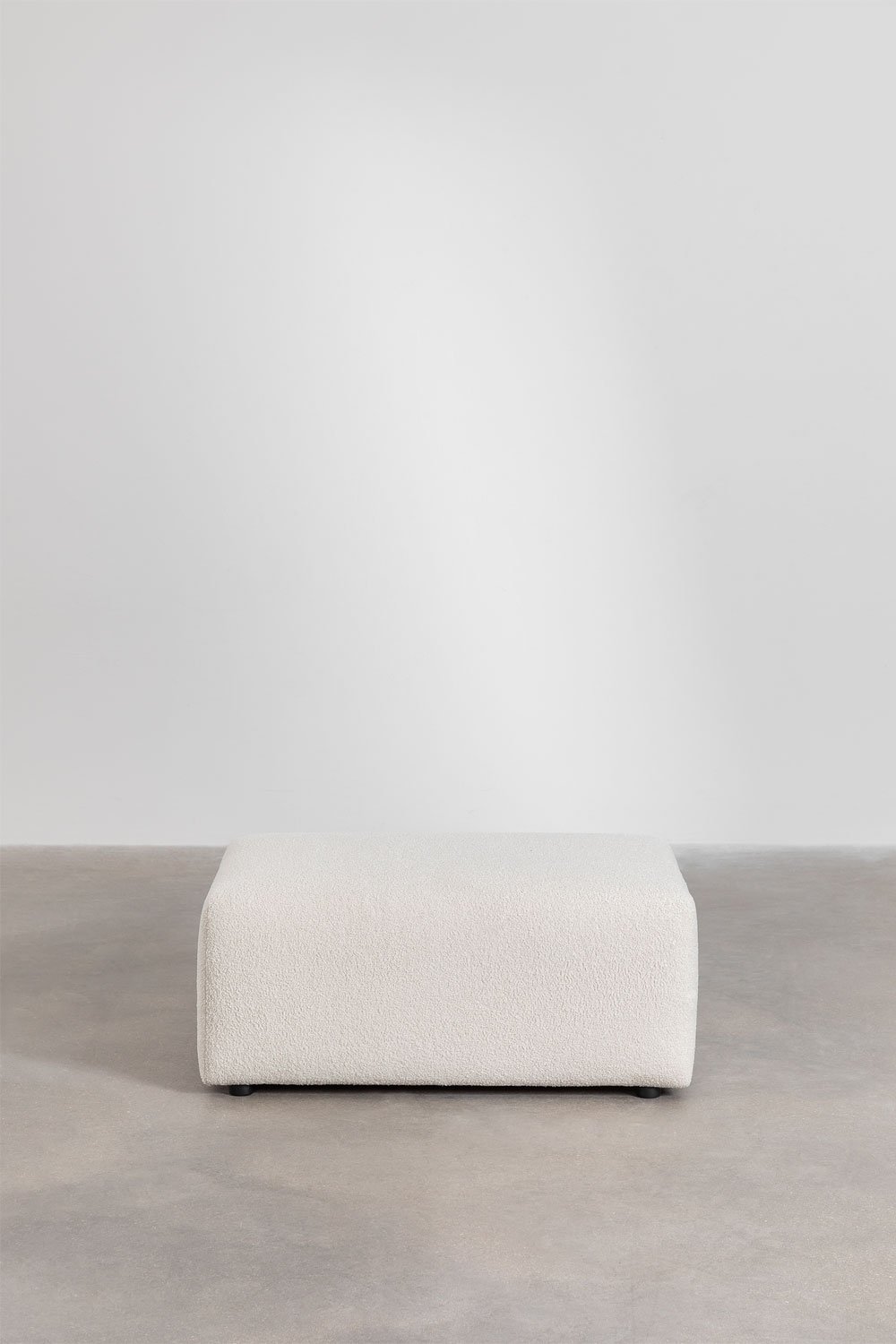 Sofà modulare con chaise longue sinistra a 4 pezzi con 2 pouf in tessuto bouclé Borjan