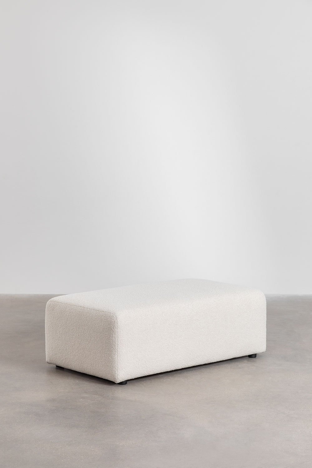 Sofà modulare con chaise longue sinistra a 4 pezzi con 2 pouf in tessuto bouclé Borjan