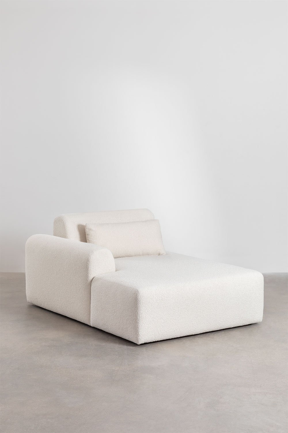 Sofà modulare con chaise longue sinistra a 4 pezzi con 2 pouf in tessuto bouclé Borjan