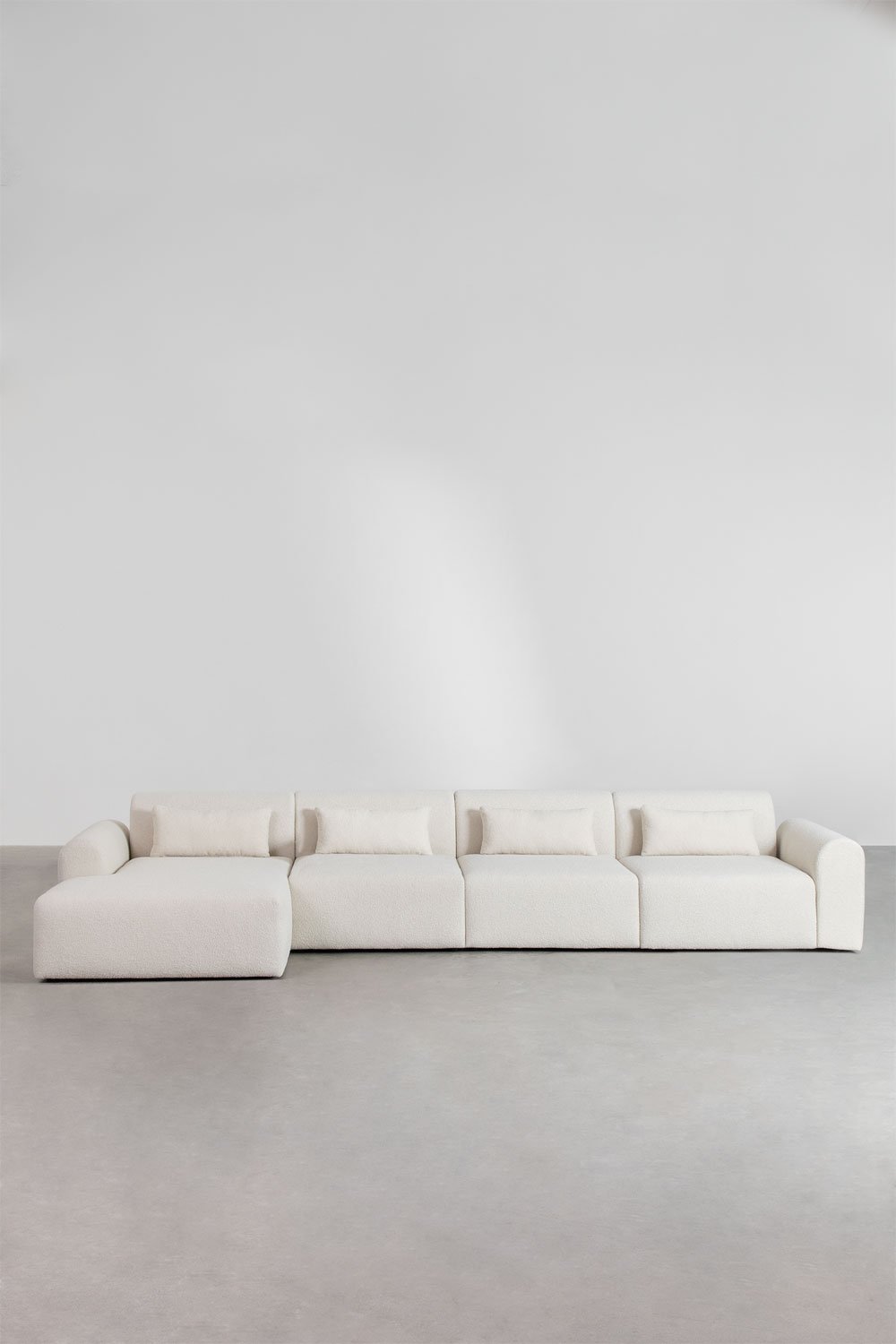Divano modulare con chaise longue sinistra a 4 pezzi in tessuto bouclé Borjan