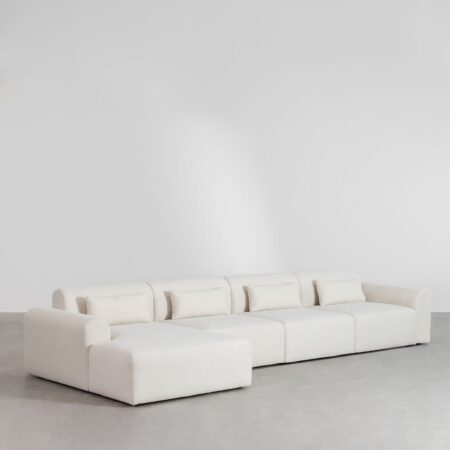 Divano modulare con chaise longue sinistra a 4 pezzi in tessuto bouclé Borjan