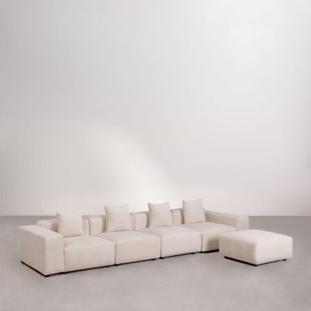 Divano componibile 4 pezzi con braccioli bassi e pouf (â†”ï¸Ž400 cm) Bruna