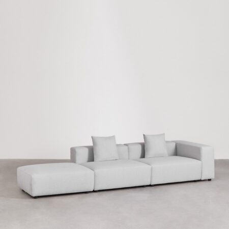 Divano modulare angolare destro a 2 pezzi con bracciolo alto e pouf (â†”ï¸Ž345 cm) Bruna