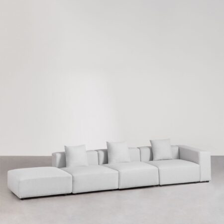 Divano modulare angolare destro a 3 pezzi con bracciolo alto e pouf (â†”ï¸Ž450 cm) Bruna