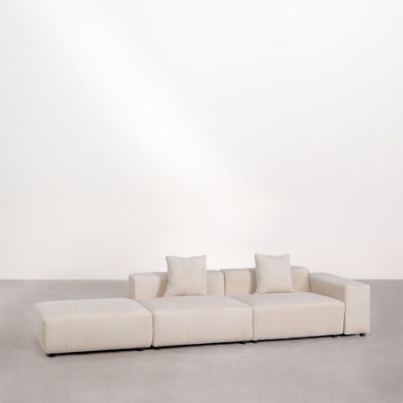Divano componibile angolare destro in 2 pezzi con bracciolo basso e pouf (â†”ï¸Ž345 cm) Bruna